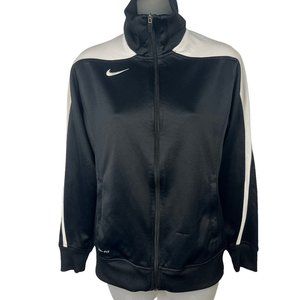 NIKE Dri-Fit Full Zip Warm Up Jacket Black White Women's Size Medium 533562‎
